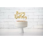 PartyDeco Ozdoba na tortu Happy Birthday zlatá – Sleviste.cz