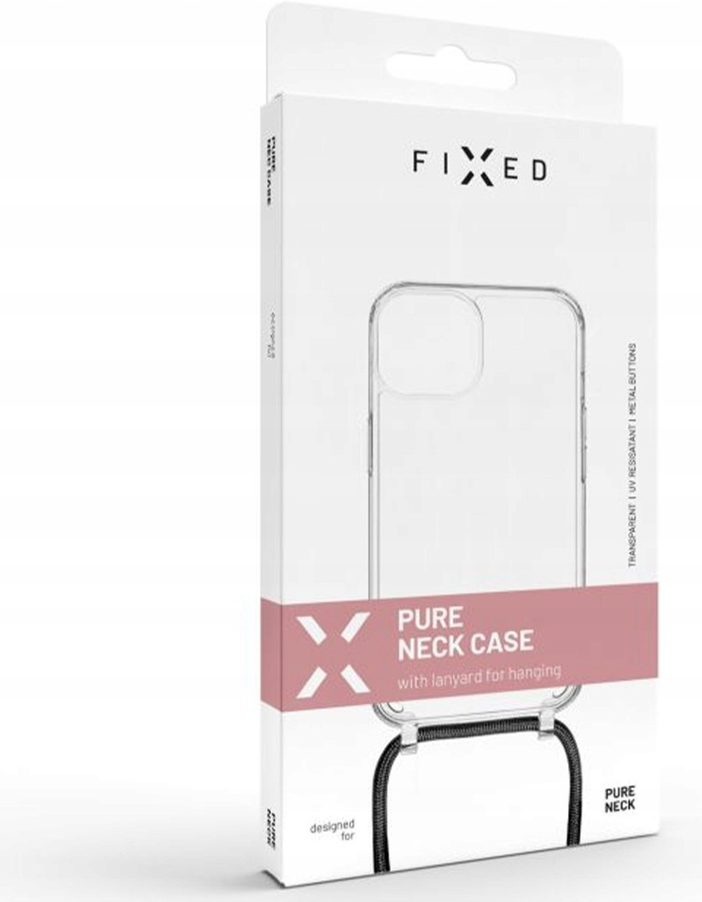 FIXED zadní Pure Neck s černou šňůrkou na krk pro Apple iPhone 15 Pro FIXPUN-1202-BK