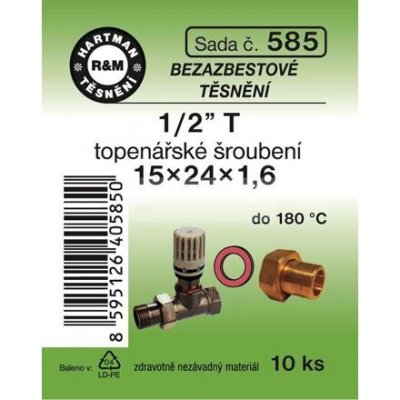 HARTMAN těsnění bezazbestové 1/2" T 15*24 topenářské šroubení, sada č. 585 – Zboží Dáma