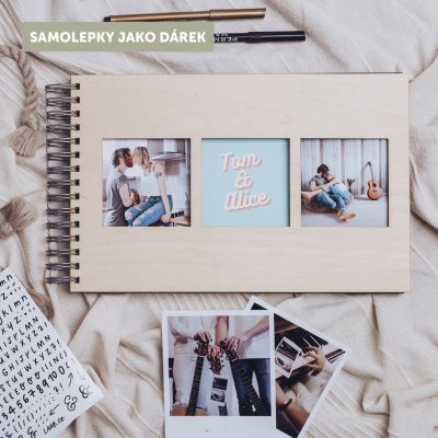 dřevěné fotoalbum s okýnky: Barva listů černá, Rozměr fotoalba výška 20x30cm, Počet listů 25 – Zboží Živě