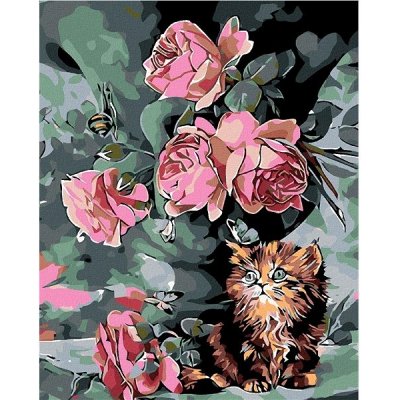ZUTY Malování podle čísel MALÉ KOTĚ MEZI KVĚTY 40 x 50 cm – Zboží Dáma