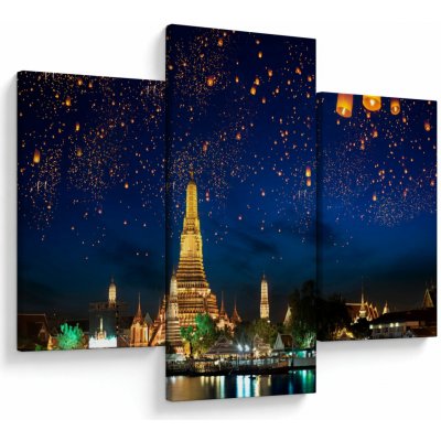 Obraz - Lampióny štěstí, Bangkok, třídílný 90x60 cm – Hledejceny.cz