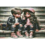 NORIMPEX Diamantové malování Posezení na schodech 30 x 40 cm – Sleviste.cz