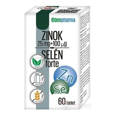 EDENPharma ZINEK 25 mg + SELEN 100 µg forte tablet 60 ks