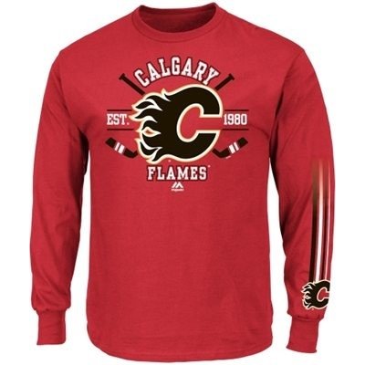 Majestic tričko Calgary Flames Cross Check dlouhý rukáv