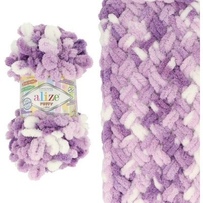 Alize Puffy Color 5923 fialová a bílá – Zboží Dáma