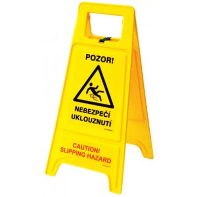 Oboustranná výstražná tabule -Pozor! Nebezpečí uklouznutí/Caution! Slipping hazard oboustranná tabule plast 30×62×3 cm – Zboží Dáma