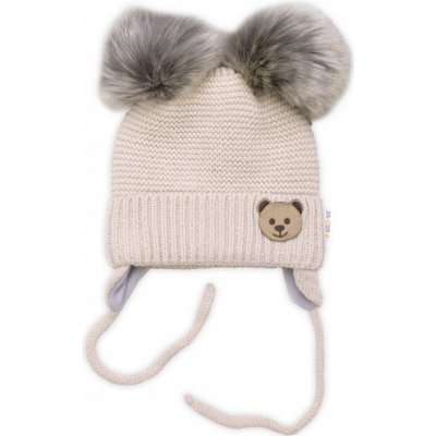 Baby Nellys Dětská zimní čepice s fleecem Teddy Bear chlupáčk. bambulky pudrově růžová – Hledejceny.cz