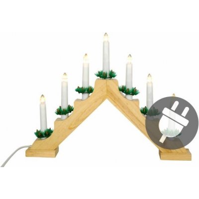 Nexos Vánoční dekorace dřevěný svícen teple bílá, 7 LED diod 29213 – Sleviste.cz