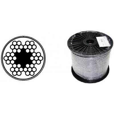 Lano ocelové DIN 3055 (6x7M-FC) PVC černé, malá cívka 2/3mm PVC černé (200m) – Zboží Mobilmania
