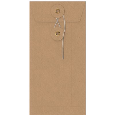 Barevné obálky se šňůrkovým a kotoučovým uzávěrem - 220 x 110 mm (DL) - Manilová