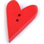 Knoflík dřevěným srdce 21x33mm červené – Zboží Dáma