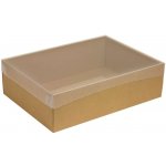 Dárková krabice s průhledným víkem 350x250x100/35 mm, kraftová - hnědá – Zboží Dáma