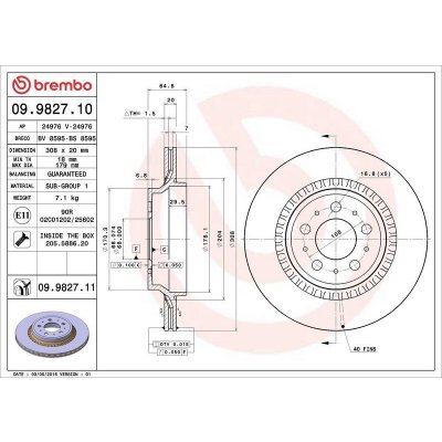 Brzdový kotouč BREMBO 09.9827.11 | Zboží Auto