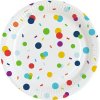 Jednorázové nádobí Amscan EKO Papírové talíře Rainbow Confetti 23 cm