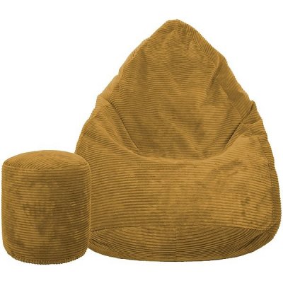 TopKing Sedací vak + podnožník XL manšestr Lincoln hořčicový 125 cm – Zboží Dáma