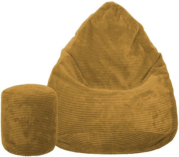 TopKing Sedací vak + podnožník XL manšestr Lincoln hořčicový 125 cm