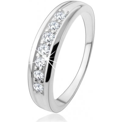 Šperky eshop zásnubní stříbrný prsten 925 s linií zirkonů vsazenou v ramenech HH18.9 – Sleviste.cz