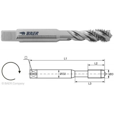 BAER HSSE strojní závitník – 35° RSP – UN – ISO 529 UN 3.1/4" x 12" – Zboží Mobilmania