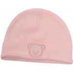 Kojenecká růžová bavlněná čepička s medvídek – Sleviste.cz