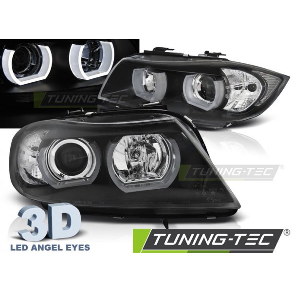 Přední světlomet Přední světla 3D LED angel eyes BMW E90/E91 05-08 černá