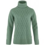 Fjällräven Övik Cable Knit Roller Neck W Flint Patina Green – Zboží Mobilmania