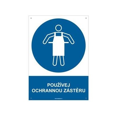 POUŽÍVEJ OCHRANNOU ZÁSTĚRU - bezpečnostní tabulka s dírkami, plast A4, 2 mm – Zbozi.Blesk.cz