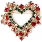 Prima-obchod Brož s broušenými kamínky vánoční stromeček, srdce, barva 2 červená srdce – Zboží Dáma