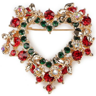 Prima-obchod Brož s broušenými kamínky vánoční stromeček, srdce, barva 2 červená srdce – Zboží Dáma