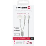 Swissten 22065503 OPLETENÝ MAGNETICKÝ 2v1 PRO APPLE WATCH A LIGHTNING, USB-C, 1,2m, bílý – Zboží Mobilmania