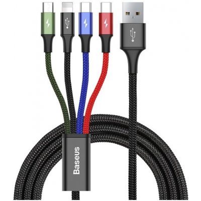 AMIO USB Kabel 4v1 černý, 2xUSB-C, 1x Lightning, 1xmicro 3,5A 1.2m | Zboží Auto