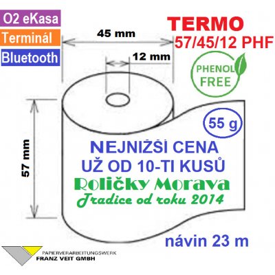 Termo kotouček 57/45/12 PHF 23m (57mm x 23m) Množství: 1 ks kotoučku – Zboží Živě