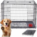 AREBOS klec pro psy přepravní box pro psy do auta skládací se 2 dvířky do domácnosti včetně útulné deky 92,5 x 60 x 66 cm