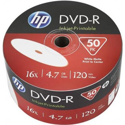 HP DVD-R 4,7GB 16x, printable, spindle, 50ks (69302) – Zboží Živě