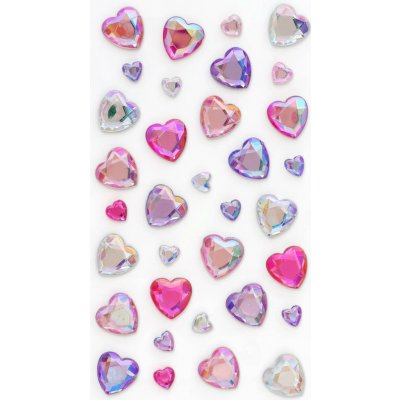 Galeria Papieru Samolepicí dekorační srdíčka - s kamínky, růžové, 35 ks – Zboží Dáma