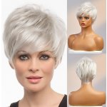 Měsíční bílá pixie paruka z pravých a umělých vlasů Willa – Sleviste.cz