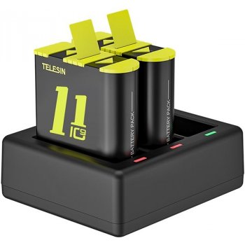 Telesin 3-slot nabíječka + 2 baterie set pro GoPro Hero 9/10/11 TEL179803