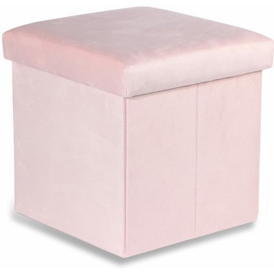 Textilomanie Růžový skládací taburet CUBEXO VELVET M – Zboží Dáma