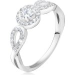 Šperky eshop prsten ze stříbra 925 obrys zirkonového kruhu a slziček čirý kamínek T22.9 – Zboží Mobilmania