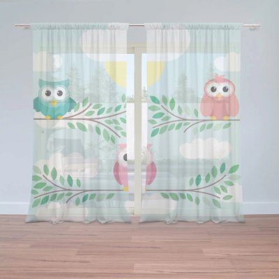 Záclony Sovičky: 2 ks - 150x250 cm - Sablio – Hledejceny.cz