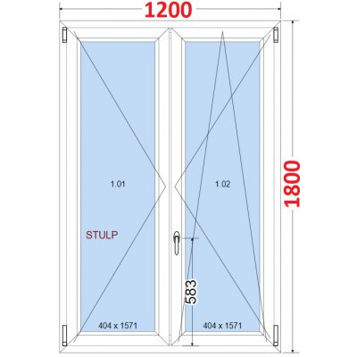 SMART Dvoukřídlé plastové okno 120x180, bez středového sloupku