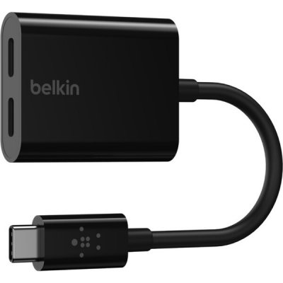 Belkin USB-C adaptér/rozdvojka - USB-C napájení + USB-C audio / nabíjecí adaptér, černá (F7U081btBLK)