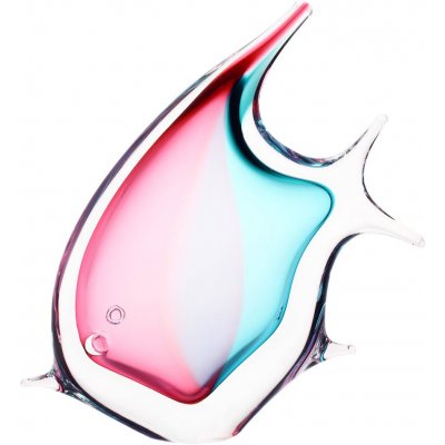 Artcristal Bohemia Skleněná ryba LF růžová a tyrkysová,, 15 cm | České hutní sklo – Sleviste.cz