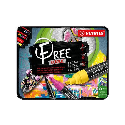 STABILO FREE Acrylic Štartovacia sada - 4x T100, 5x T300, 2x T800C - STABILO – Hledejceny.cz