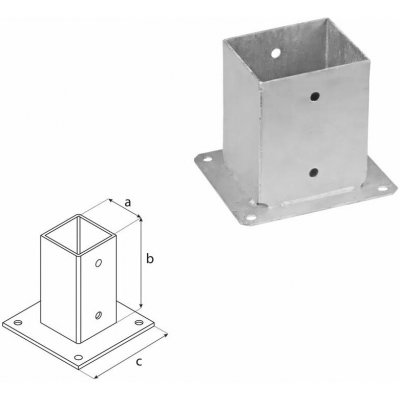 Domax šroubovací patka sloupku se čtvercovou základnou PSP 100 - 101 x 150 x 150 x 2.0 mm 10 ks – Sleviste.cz