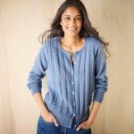 Propínací svetr s ažurovým vzorem modrošedá – Zboží Mobilmania