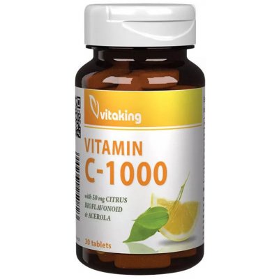 Vitaking Vitamin C 1000 mg with 50 mg Citrus Bioflavonoids and Acerola 30 tablet – Hledejceny.cz