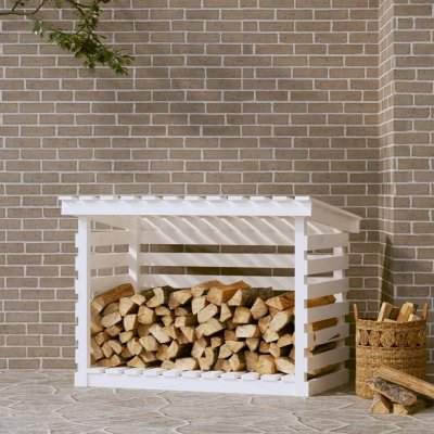 VidaXL Stojan na dřevo 108x73x79 cm masivní borovice Bílá – HobbyKompas.cz