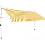 Greatstore Ručně zatahovací markýza 400 cm žluto-bílé pruhy – HobbyKompas.cz