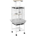 MM Handel Ptačí klec PawHut klec pro papoušky se 3 dvířky 2 bidýlky kolečka otočná o 360° miska na krmivo police hrací plocha 62,5x62,5x156cm bílá – Hledejceny.cz